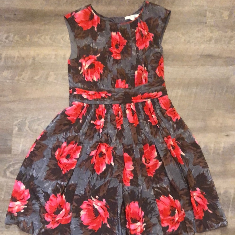 Boden Red and Gray Sleeveless A-line Dress for Weddings